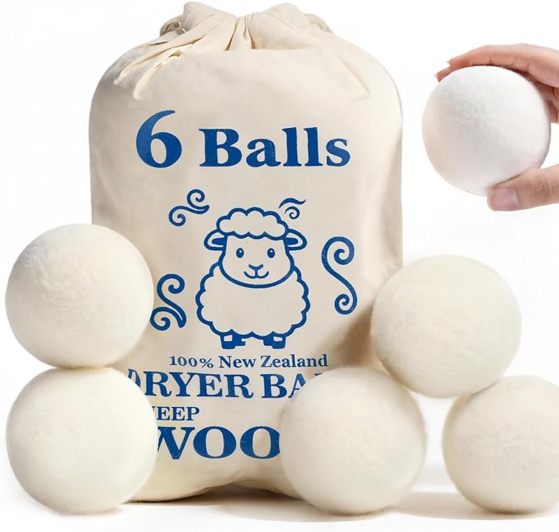 Wool Dryer Balls, New Zealand Dryer Balls Laundry Reusable Reduce Static Cling, Dryer Ball to Reduce Wrinkles &
