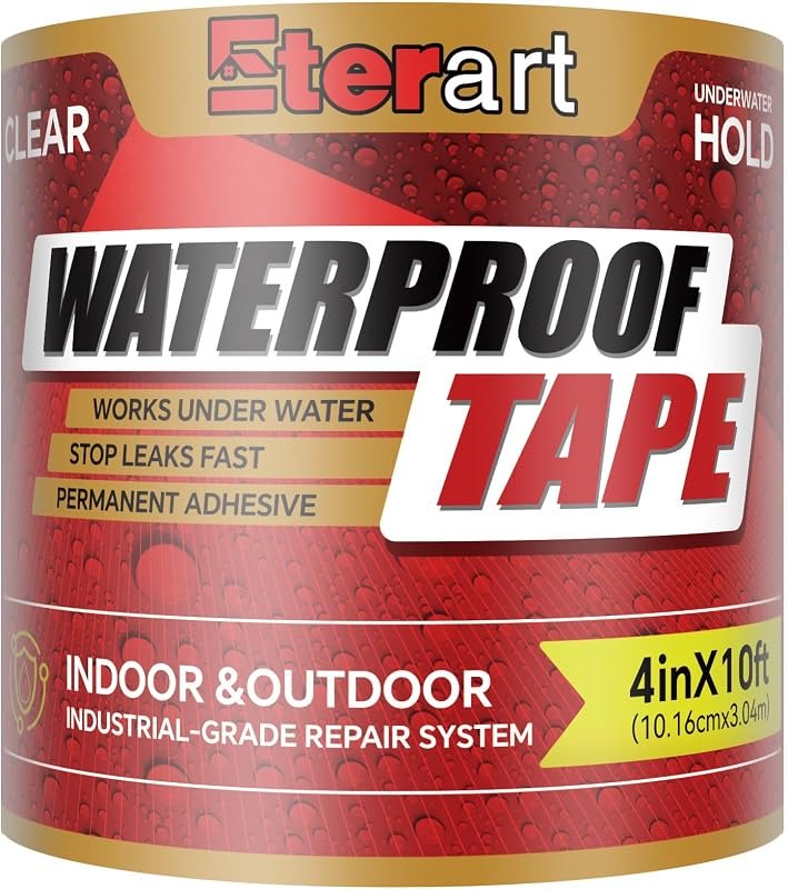 Waterproof Tape Clear, Seal Repair for Roof, Pipe, Boat, Hose, 4"x10FT — best pipe leak tape for pipe leak tape
