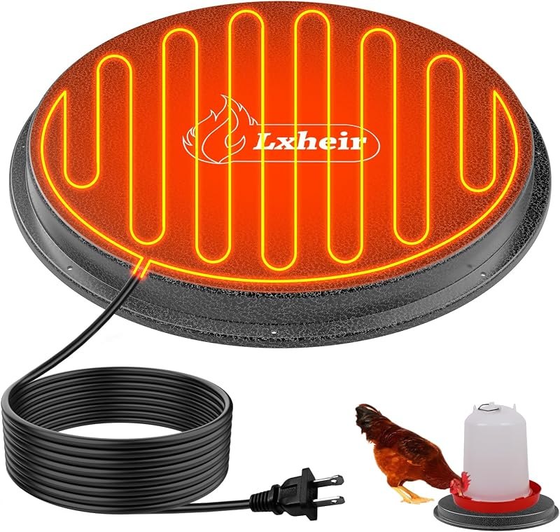 62W Metal Chicken Water Heater for Winter, 13'' Thermostat Chicken Waterer Heater Base for 1-5 Gallon Metal or Plastic