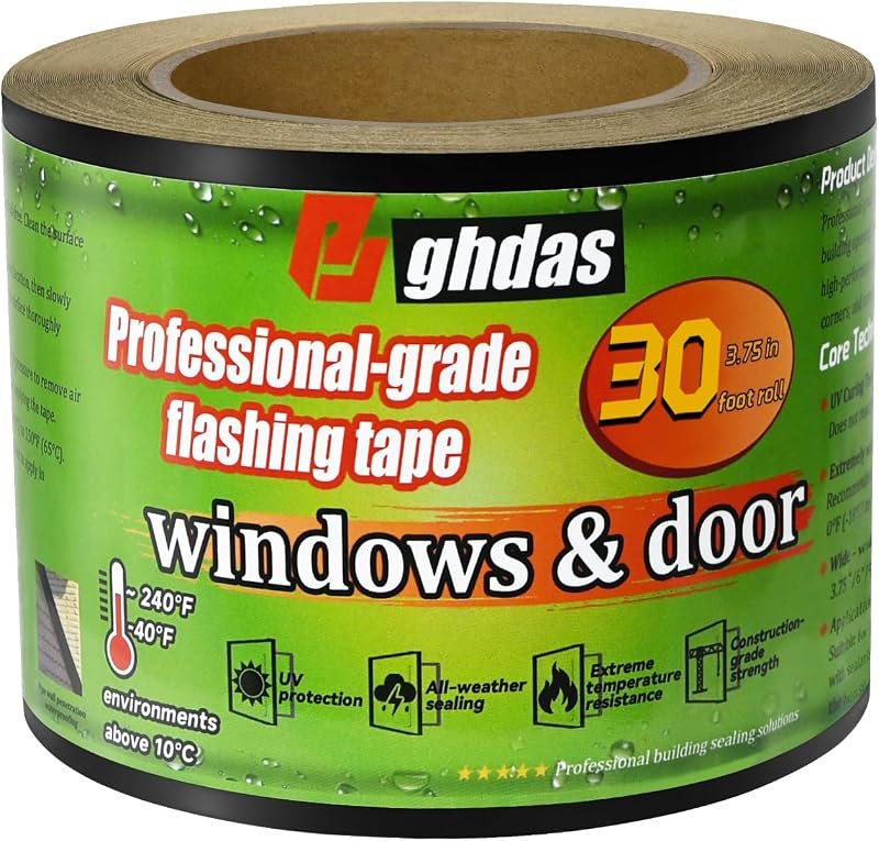 Bghdas Flashing Tape for Windows & Doors, 3.75" x 30' — flashing tape for roof leak tape under 30 budget