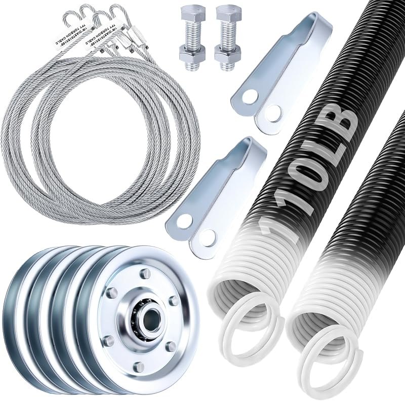MorningRo Heavy-Duty Garage Door Extension Springs Kit 110 lb White — Garage replacement for garage kit