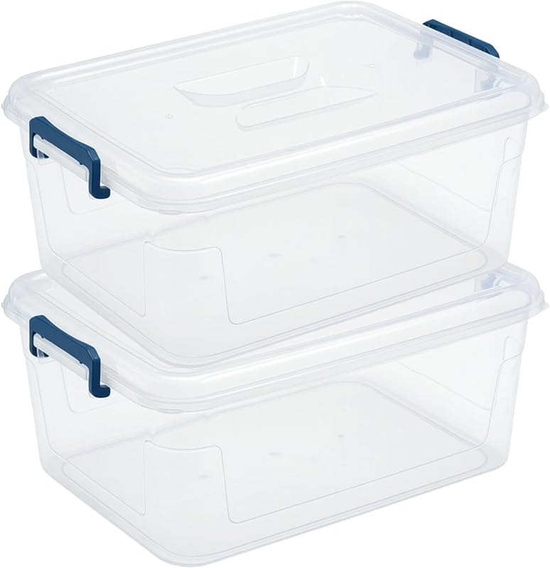 Tribello Plastic Storage Bins with Lids, Clear Stackable Storage Containers - 16 Qt - 2 Pack — best clear storage bins