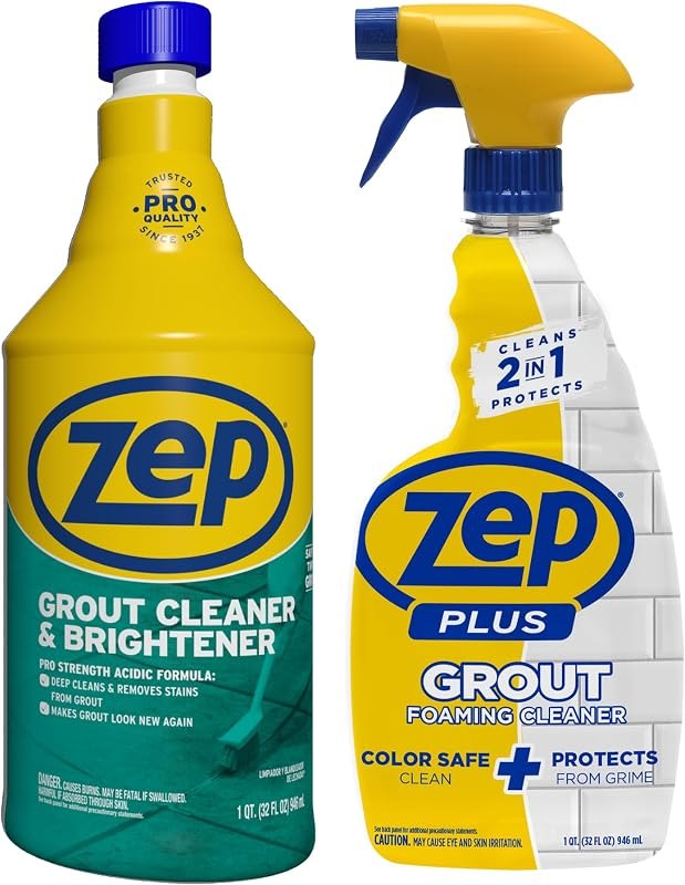 Zep Grout Cleaner and Brightener - ZU104632 - Deep Cleaning Formula Plus Grout Foaming Cleaner - R54212-2-in-1