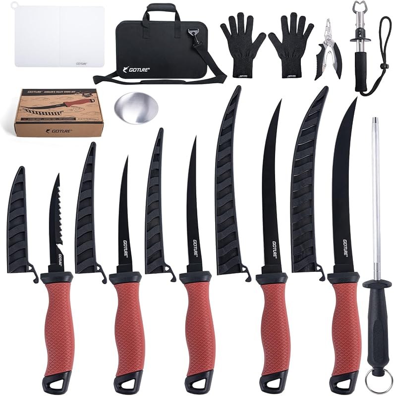 Goture Fillet Knife Fishing Kit, 11PCS Fishing Tool Set with Storage Bag — filet knife kit for filet knife durable