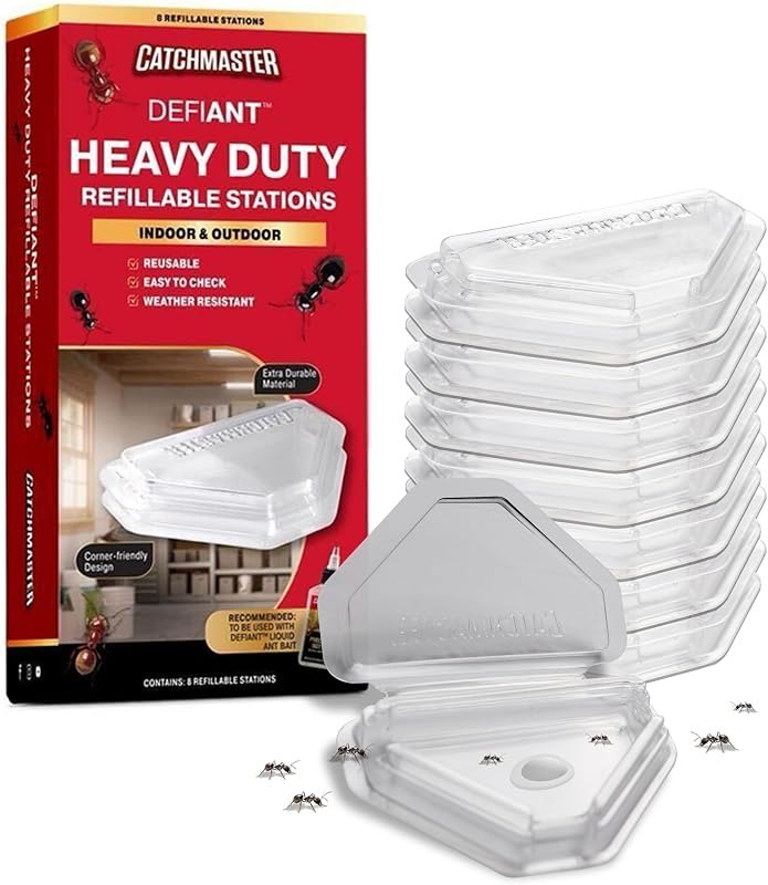 Catchmaster Defiant Heavy Duty Indoor & Outdoor Ant Traps (8 Pack), Bait NOT Included — best ant bait stations for ant