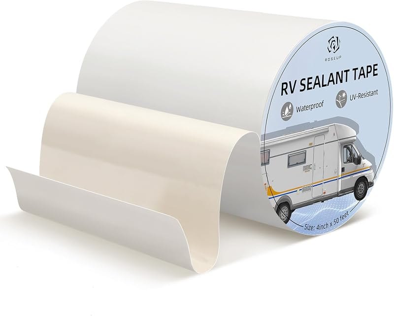 RV Roof Repair White Tape, 8 Inch X 50 Feet, RV Repair Seal Tape for Camper Roof Repair, Trailer Roof Sealant, Stop