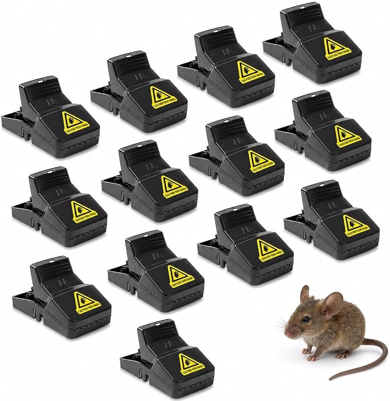 Reusable Mouse Traps 12 Pack, Indoor & Outdoor Mechanical Snap Traps for Mice, No-Touch Hygienic Design, Sensitive