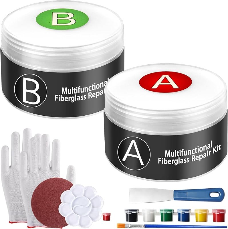 Fiberglass Boat Repair Kit - Marine-Grade Gel Coat Repair Kit for Boats Fiberglass Repair Set Fix Holes Chips Pit