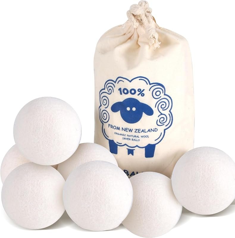 Wool Dryer Balls (2.4")6-Pack, Dryer Balls Laundry Reusable, Natural Fabric Softener, Reduces Clothing Wrinkles, Cuts