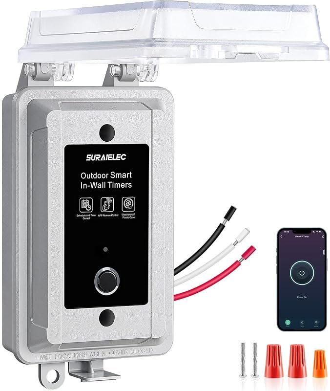 SURAIELEC 20A Heavy-Duty Outdoor WiFi Smart Timer Switch App/Voice Control — Home Automation heavy duty for home