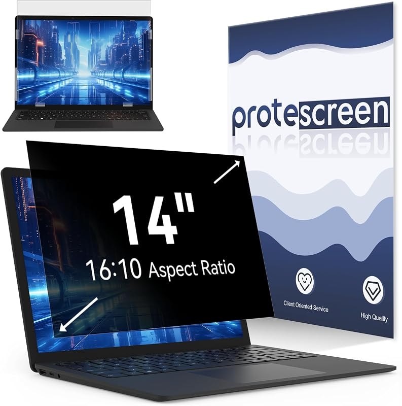 Laptop Privacy Screen 14 Inch Compatible with HP/Dell/Acer/Samsung/Asus/Lenovo/Toshiba,16:10 Aspect Removable Anti