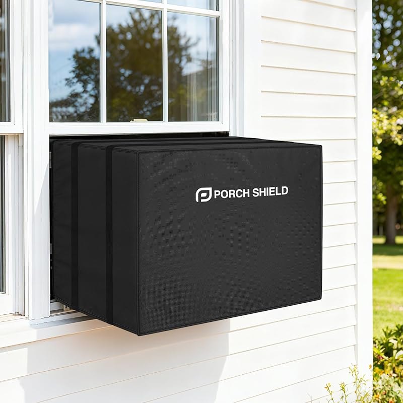 Porch Shield Outdoor Window Air Conditioner Cover 17"L x 12"D x 13"H, Black