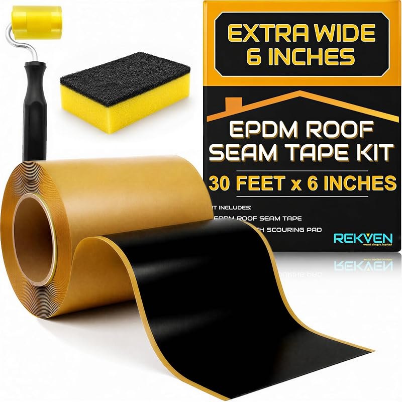 EPDM Seam Tape, Double Sided Butyl Rubber Roofing Adhesive, 30 ft x 6 in — roof leak tape kit for roof leak tape under