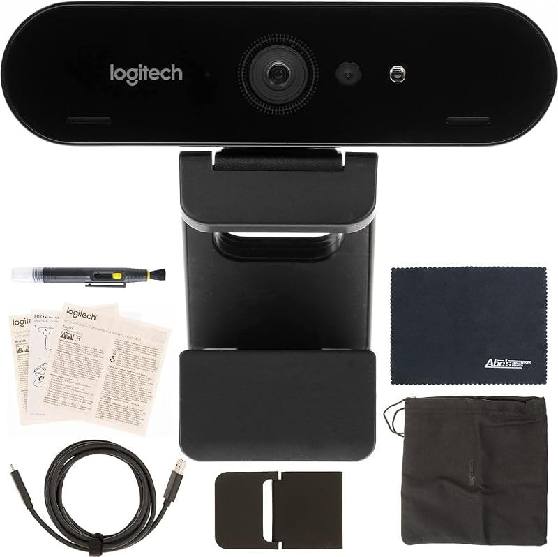 Logitech Brio 4K Webcam + AOM Bundle, Video Calling, Noise Cancelling Microphone, Automatic HD, Microsoft Teams, Zoom