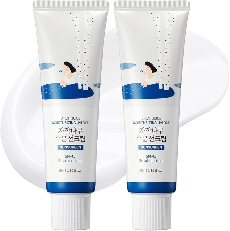 ROUND LAB Birch Juice Moisturizing UV LOCK SPF 45 1+1 (2-Pack) — mineral sunscreen face kit for mineral sunscreen face