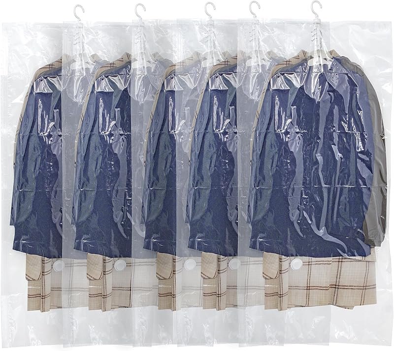 Hanging Vacuum Storage Bags,Space Saver Vacuum Seal Bags for Clothing 5Long