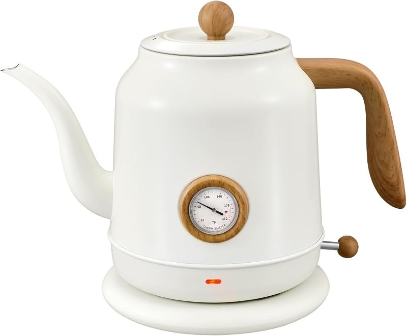 1.2L Electric Gooseneck Kettle with thermometer, Tea Kettle for Boiling Water, Gooseneck Electric Kettle for Coffee &