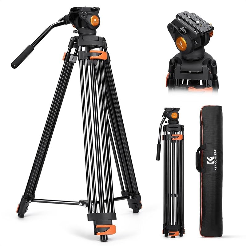 K&F CONCEPT 80" Video Tripod with Fluid Head — tripod for best beginner mirrorless camera