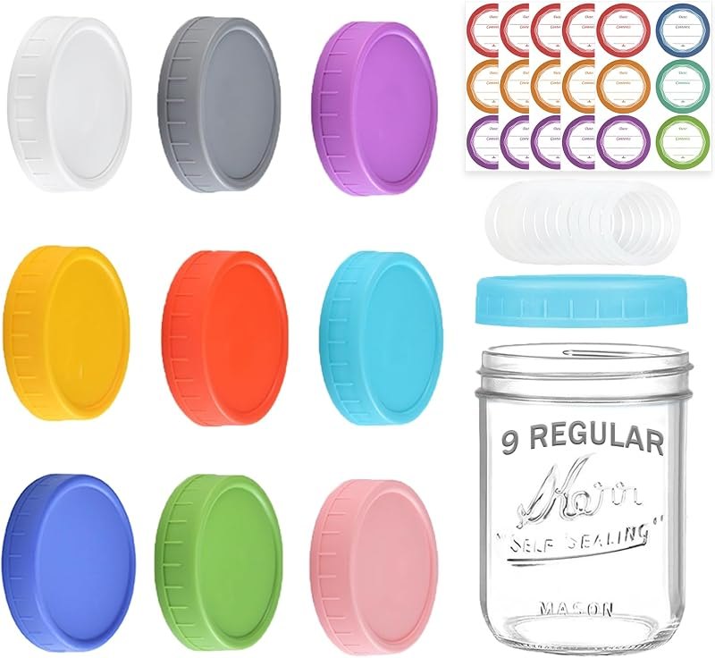 Mason Jar Lids Regular Mouth, Plastic Canning Lids for Ball & Kerr, 9 Pack — mason jar lids regular mouth amazon for