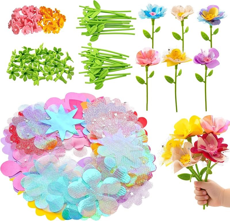 180 Piece Fabric Flower Refill Kit for DIY Bouquets and Flower Maker — Craft refill for craft kit