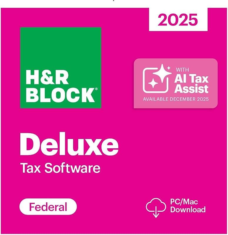 H&R Block Tax Software Deluxe 2025 Win/Mac [PC/Mac Online Code] — Financial software applications and for financial