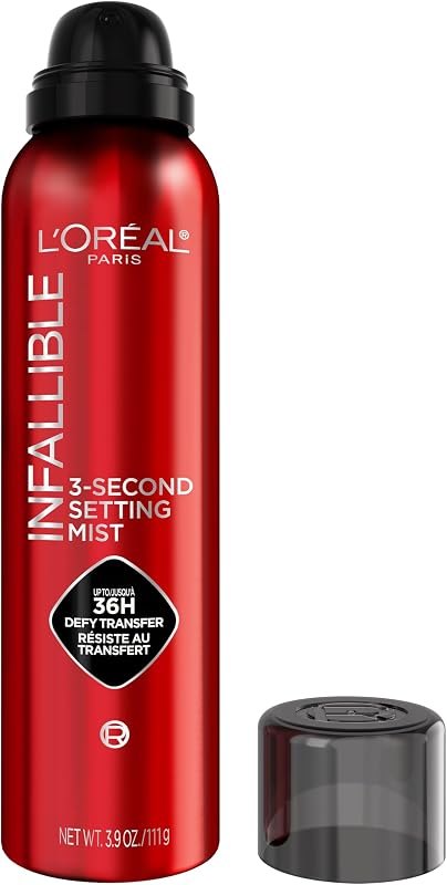 L'Oreal Paris Infallible XL 3-Second Setting Spray Mist, Microfine Mist for up to 36HR Wear, Clear, 3.9 Oz — makeup