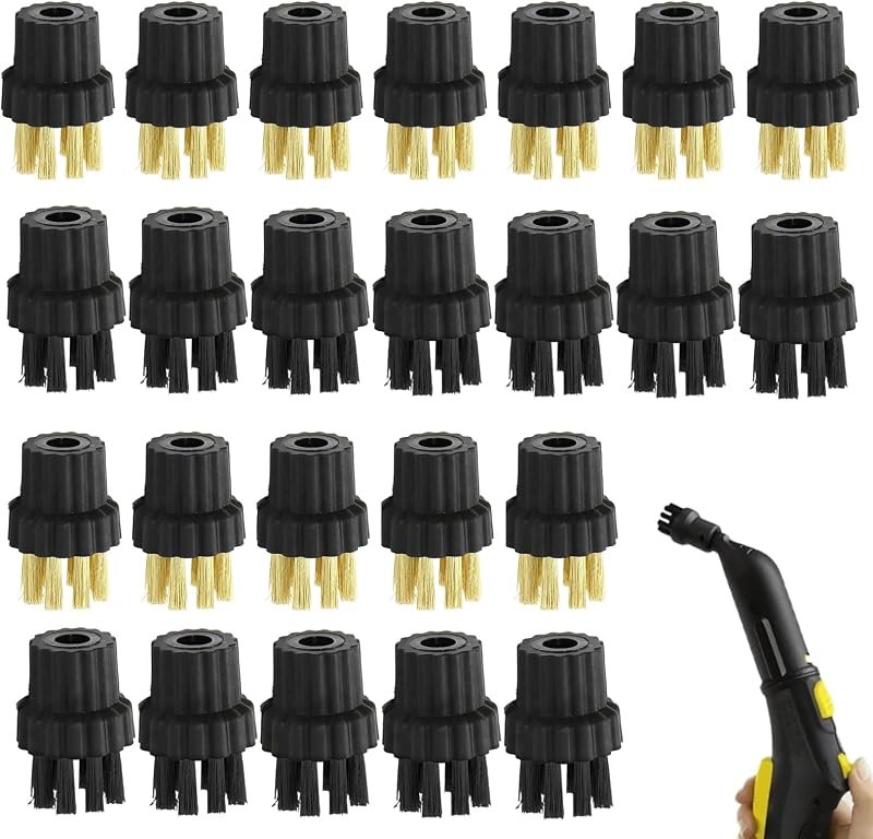 24Pcs Steam Cleaner Attachments M8 Steam Cleaner Brush Head Steam Mop Accessories Includes 12 Pcs Nylon Brushes 12 Pcs