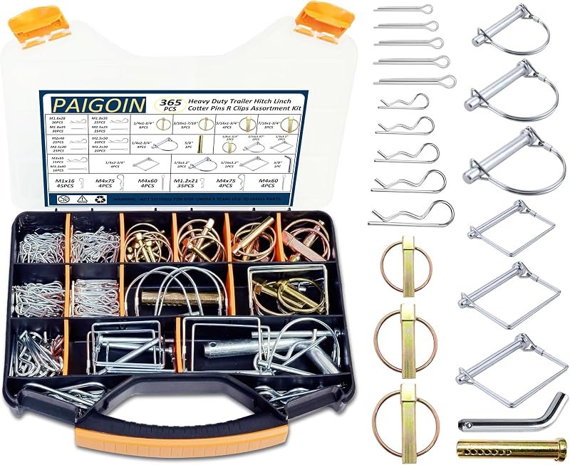 365PCS Trailer Hitch Pin Assortment Kit — implement-pin-kit for implement pin under 30 budget