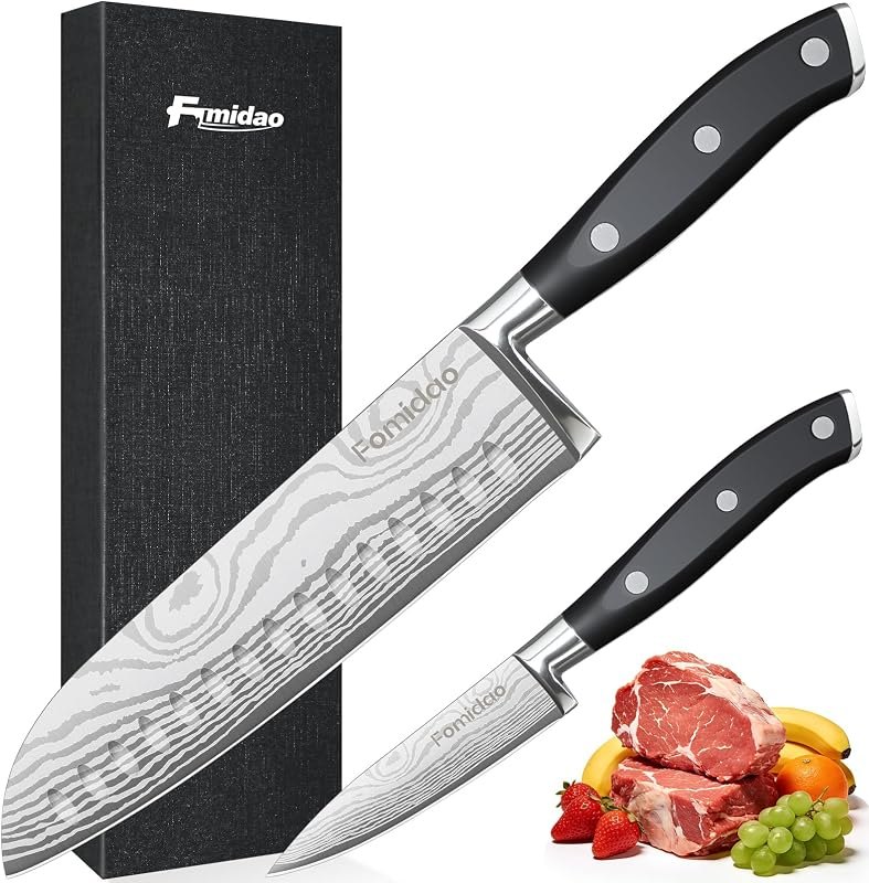 Santoku Knife 7 Inch, Razor Sharp Santoku Knife Set, High Carbon Steel Japanese Chef Knife, Professional Kitchen Knife