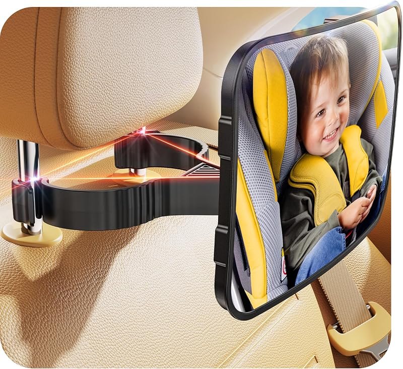 TAZENI Car Mirror for Baby for Rear-Facing Car Seat, Ultra Stable Hook Clip — baby car seat mirror amazon for baby car