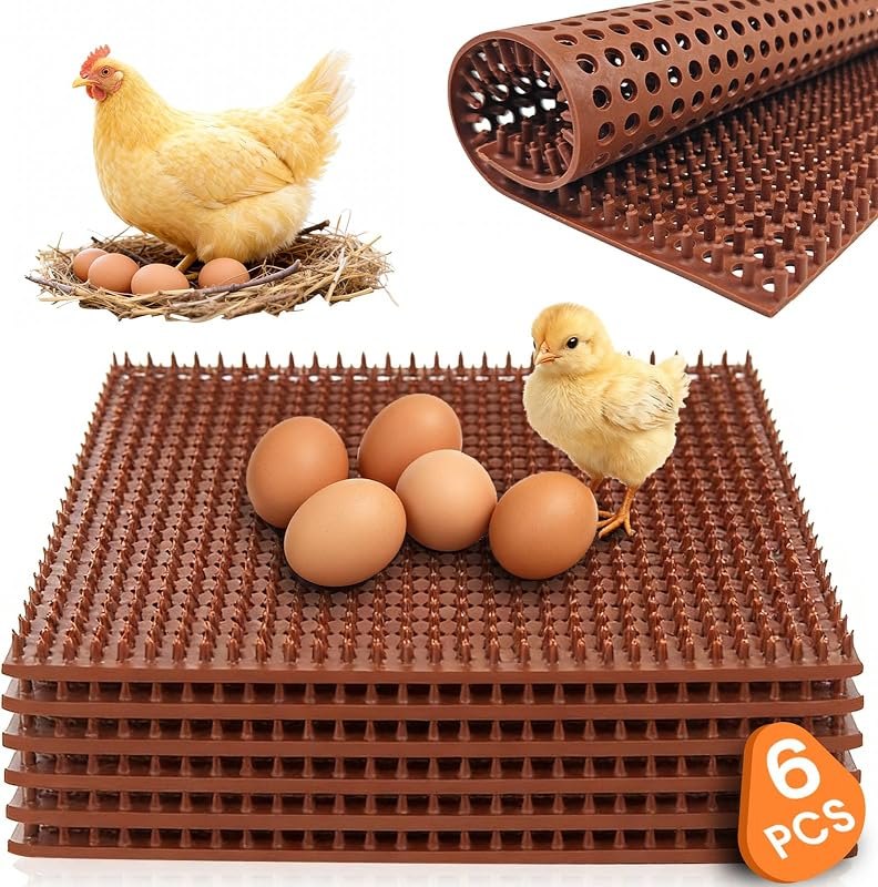 INNOLAND 6 Pack Chicken Nesting Pads, 12"x12" Plastic Reusable Nesting Pads — Waterers, nest boxes, and safe heat. for