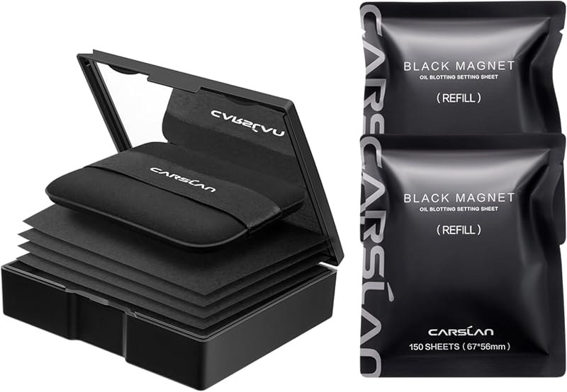 CARSLAN Makeup Blotting Paper with Powder, Keeps Makeup Fresh All Day — oil blotting papers refill for oil blotting