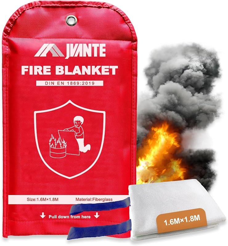 Emergency Fire Blanket for Home and Kitchen - 63"x71" Flame Suppression Fiberglass Fire Blankets for House Camping Car
