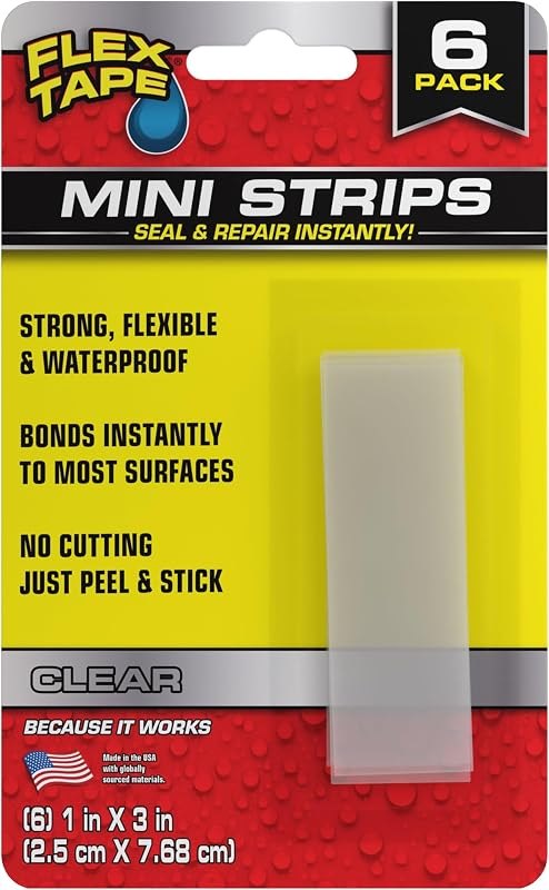 Flex Tape Mini Strips, Strong Flexible Rubberized Waterproof, Seal and Patch Leaks, Works Underwater, Indoor Outdoor -