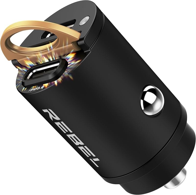 REBEL Dual 65W USB C Fast Car Charger 12V/24V [Smallest Metal Frame] PD65W, QC60W 4.0/3.0, Flush Fit, Cigarette