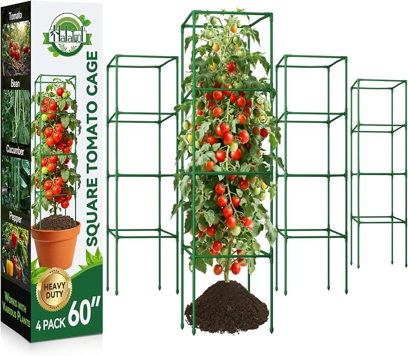4 Pack 60" Tomato Cages for Garden, Heavy Duty Adjustable Plant Support — heavy duty tomato cage kit for heavy duty