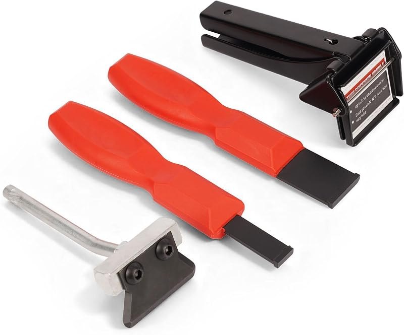 Gasket & Sealant Tool Kit, 3-in-1 Carbide Scraper Set, Silicone Extrusion Dispenser and Oil Pan Separator Durable