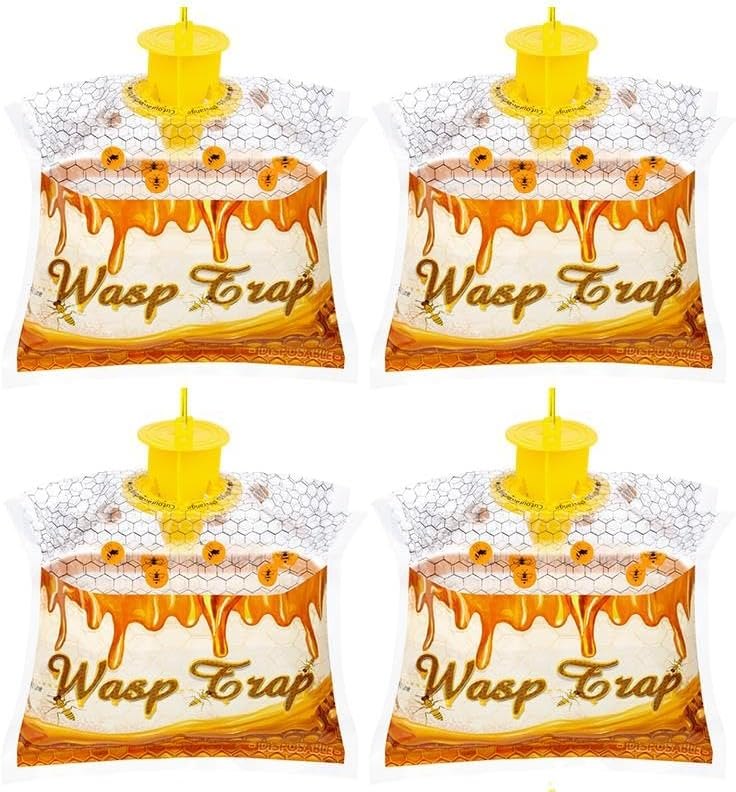 4 Pack Disposable Hanging Wasp & Yellow Jacket Traps Outdoor — yellow jacket trap for yellow jacket trap under 30 budget