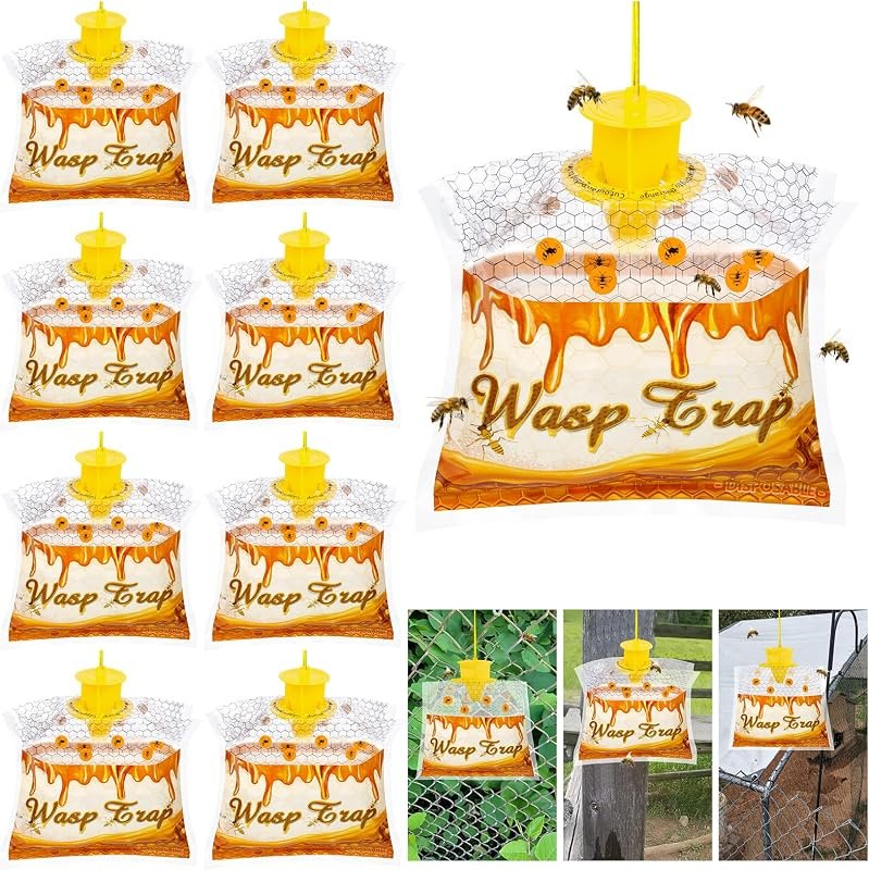 8 Pack Disposable Hanging Wasp & Yellow Jacket Traps Outdoor — yellow jacket trap pack for yellow jacket trap under 30