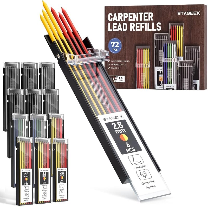 STAGEEK 2.8mm Lead Refills, 72 PCS — Woodworking refill for woodworking
