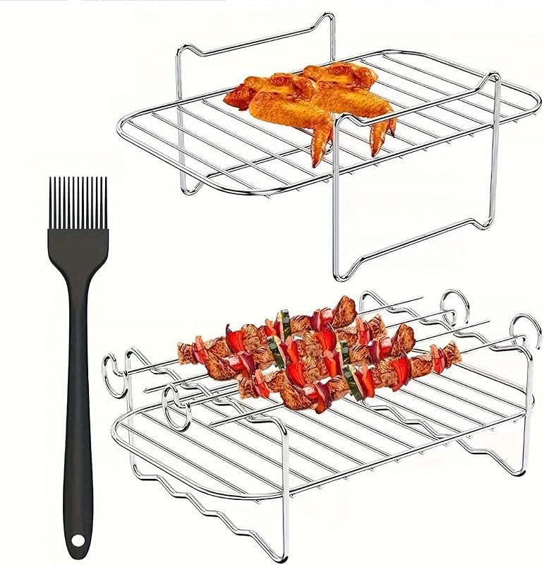 Air Fryer Rack Accessories Stackable, Airfryer Accessories for Dual Zone 7.6L - 10.4L, Compatible with Ninja, Cosori