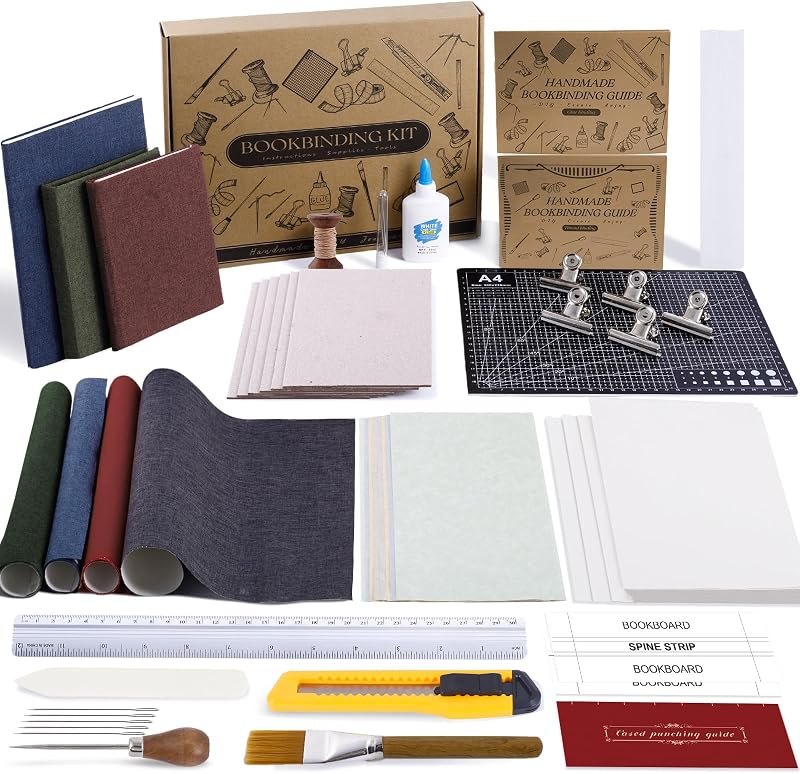 FOGWOWO 145 Pcs Book Binding Kits,Book Making Kit with Video Tutorials — Books kit for books