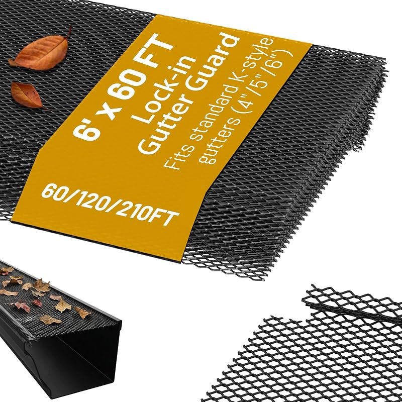 60 ft Gutter Guard (20 Pack) - 6 Inch Black Coated Steel Micro Mesh - Fits 4 or 5 or 6 Inch K Style Gutters - Snap In