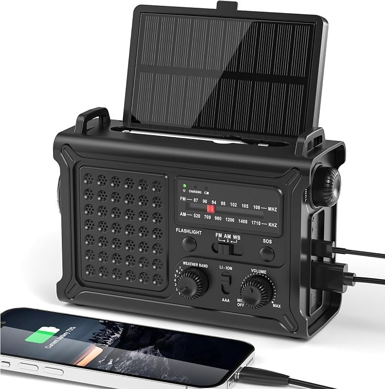 Mesqool Emergency Weather Radio NOAA Alert with Battery Backup 12000mAh — emergency crank radio kit for emergency