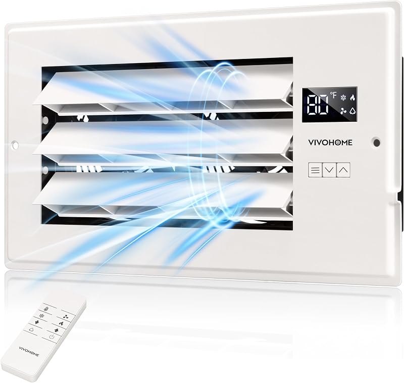 VIVOHOME Register Booster Fan - 6'' x 12'' Opening with Adjustable Louver — register booster fan heavy duty for