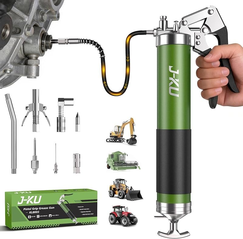 J-KU 14 oz Pistol Grip Grease Gun Kit 8000 PSI Heavy Duty — grease-gun-kit for grease gun no subscription refillable