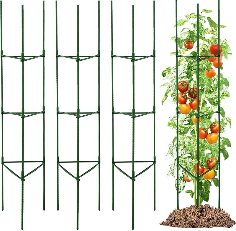 TCBWFY 4-Pack 63-Inch Adjustable Tomato Cages, Heavy-Duty Metal Plant Support Trellis for Garden and Pots, DIY Tomato