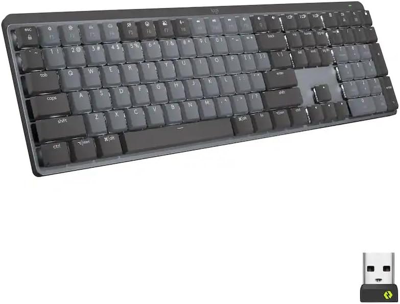 Logitech MX Mechanical Full-Size Wireless Mechanical Keyboard, Tactile Quiet Switches, Low Profile Backlit Keys