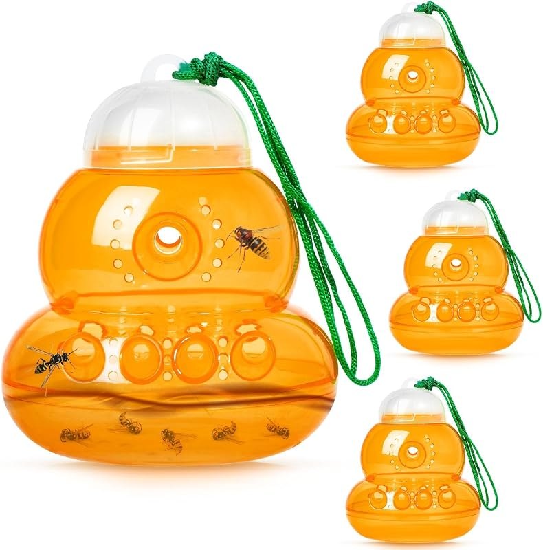 4 Pack Reusable Wasp Traps Outdoor Hanging — yellow jacket trap amazon for yellow jacket trap under 30 budget