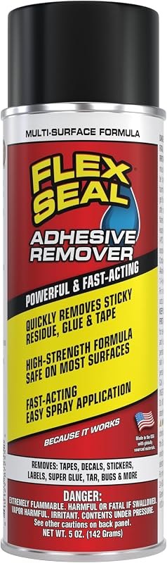 Flex Seal Adhesive Remover Spray, Heavy Duty Multi-Surface Residue Cleaner for Stickers, Labels, Decals, Tape & Super